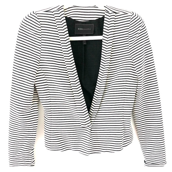 Cropped Black and white striped blazer - Picture 1 of 4